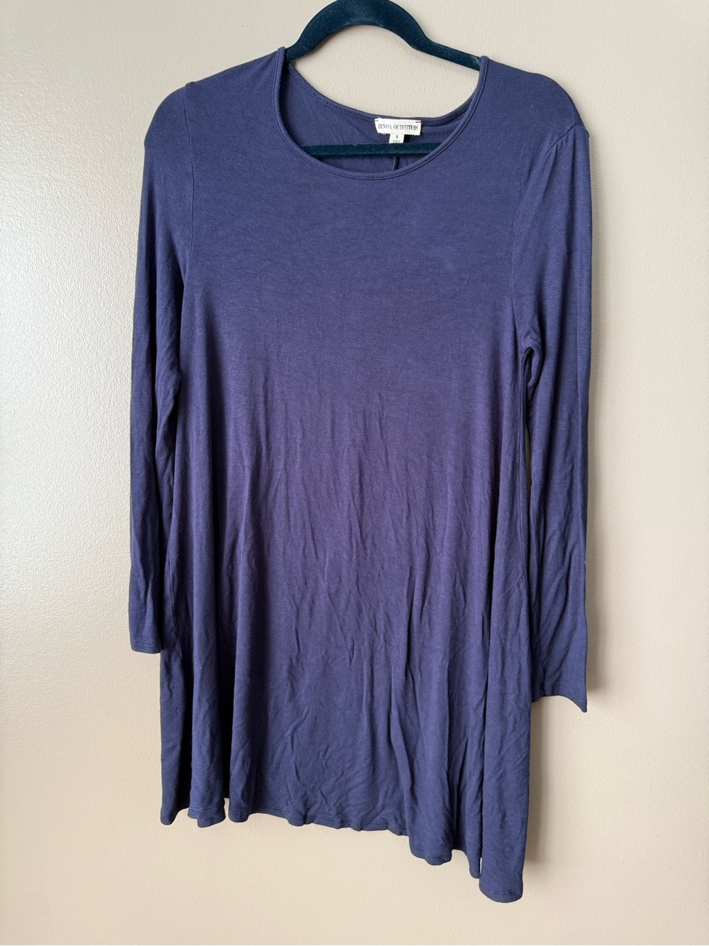 Zenana Outfitters Navy Blue Long Sleeve T-Shirt Dress - Size S
